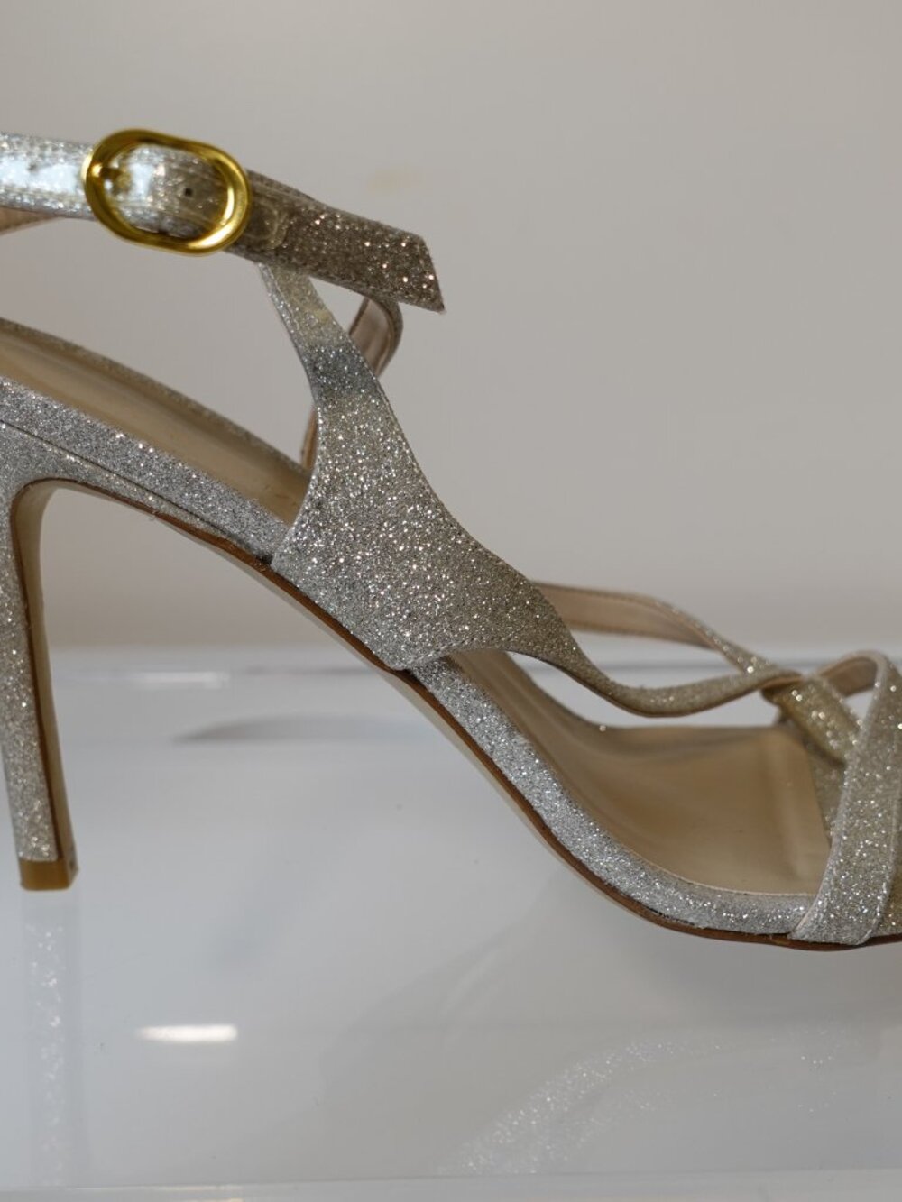 Stuart Weitzman Align 95 Glitter Stiletto Sandals Size 8 Brand New! - Picture 3 of 9